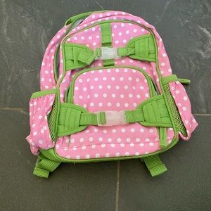 Super cute girls green and pink pottery barn polka dot backpack